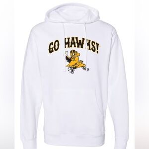 NWT Iowa Sweatshirt Hawkeyes Football white Medium Hoodie GO HAWKS Herky